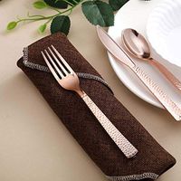 Tableclothsfactory 24 Pack Disposable Plastic Forks | 7"| Rose Gold | BPA Free | Hammered Design Disposable Flatware