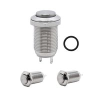 Coolais 2 Pcs Waterproof Push Button Switch Latching Metal Push Button Switch On Off 12mm 3A 250V AC PBSL-02 (High Head)