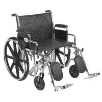 Drive Medical Sentra EC Heavy Duty Wheelchair with Various Arm Styles and Front Rigging Options, Black, Bariatric, 24 Inch