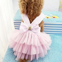 Celestte Pet Dog Dress,2016 Striped Mesh Puppy Dog's Princess Dresses (S, Pink)