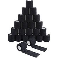 Frienda 24 Pieces Adhesive Wrap Bandage Rolls Self-Adherent Tape for Sports, Wrist and Ankle, 5 Yards (Black, 2 Inches)