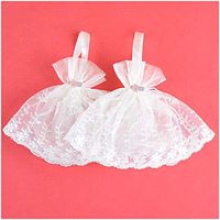 VU100 Lace Organza Bags Drawstrings Pouches 5x7, Premium Wedding Party Favor Jewelry Gift Bags, for Bridal Shower Candy Storage(2 Bags, White)