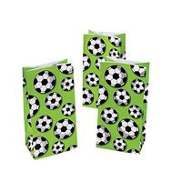 CD SOCCER PRINT PAPER BAGS (DZ) - Party Supplies - 12 Pieces