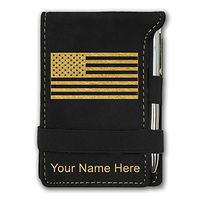 Mini Notepad, Flag of The United States, Personalized Engraving Included (Black)