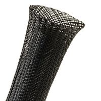 Hellermann Tyton 170-03013 Fray Resistant Expandable Braided Sleeving, 0.75" Diameter, PET, Black, 75ft Reel