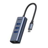 USB C to Ethernet Adapter, Baseus USB C to 3-Port USB 3.0 Hub with RJ45 10/100/1000 Mbps Gigabit Ethernet LAN Wired Network Converter for MacBook,MacBook Pro,Chromebook,XPS,Galaxy S10/S9/S8,and More