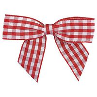 Red & White Gingham Pre-Tied Bows - 3" Wide, Set of 12, Buffalo Check, Plaid Easter Gift Basket Decor, Wedding Embellishments, Favors, Mother's Day, Birthday Decorations