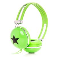 RockPapa Stereo Over Ear Star Wired Headphones Adjustable Earphones for Kids Childs Boys Girls Adults / MP3 MP4 DVD Phones Tablets Computer Green
