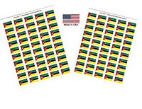 Made in USA! 100 Country Flag 1.5" x 1" Self Adhesive World Flag Scrapbook Stickers, Two Sheets of 50, 100 International Sticker Decal Flags Total (Mozambique)
