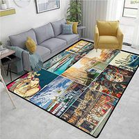 YucouHome Italian Striped Door Mats Outside, Designed Masks for Carnival of Venice Baroque Style Gondolas River Italy Landmark, Fashionable High Class Living Bedroom Rugs(3'x 8') Multicolor