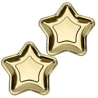 Weyoo 20 Pcs Star Paper Plates, 7 Inch Pentagram Disposable Paper Plates for Appetizers, Fruit, Dessert, Party Supplies (Gold)