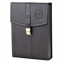 Mrs. Brog Elegant Full Grain Leather Cigar Humidor Travel Case - Dark Brown