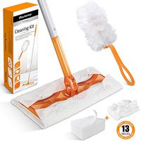 Mops for Floor Cleaning,Dry Sweeper Mop,Floor Mopping and Cleaning Starter Kit with 10 Refill Pads for Hardwood,Laminate,Tile,Marble Floor with One Duster and Three Replacement Head