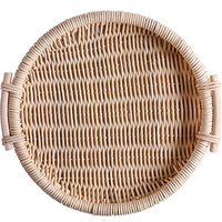 AXZHYX Bowl Bread Basket, Picnic Fruit Basket, Garden Handmade Rattan Woven Basket Creative Storage Basket Round Rectangle Fyxd Hotel Tableware Home Noodles Boiled Fish Soup Bowl (Color : Round)