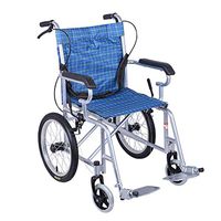 Wheelchair Folding Old Man Lightweight Portable Children Small Elderly Hand Push Travel Travel Disabled Manual Car (Color : Blue Plaid)