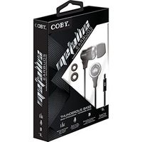 Coby CVE-128-BLK Tangle-Free Flat Cable Metal Stereo Earbuds, Black
