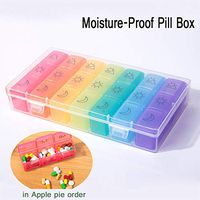 Weekly Pill Box, Portable Travel Pill Dispensers, Moisture-Proof and Mouldproof Seal, Pill Organizer for Vitamins, Supplements and Medications (7-Day / 3-Times)