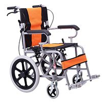 HAMIMI Wheelchair Light Transport Folding Self-propelled Wheelchair Aluminum Alloy Puncture Collision Carrying Wheelchair Portable Travel Chair Mobility Wheelchai (Color : Orange)
