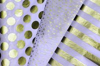 Metallic Gold & White Gift Wrap Tissue Paper for All Occasions. 36-Pack Includes 12 Sheets Each of Polka Dot, Striped and Stars Patterns. Large 20 x 30 Squares, Gold Metallic and White