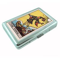 Tarot Card The Fool S1 Silver Cigarette Case Metal Wallet Id Holder 4" X 2.75" RFID Protection