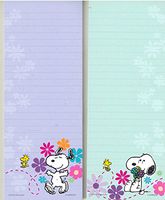 Peanuts Worldwide Spring Flowers Snoopy and Woodstock Lined Magnetic Notepads Shopping List, 2-Pack (Lavender/Teal)