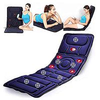 Foldable Multi-Function Body Massage Mattress, 10 Vibration Motors + 5 Massage Modes + 4 Independently Controllable Areas, Infrared Heating, Relieves Body Aches (Dark Blue)