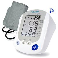 Portable Automatic Blood Pressure Tracker - Digital Bluetooth Pulse Rate Systolic Diastolic BP Monitor Machine, Works w/ Pyle Health App, Standard Cuff Fits Large, Any Size Upper Arm - Pyle