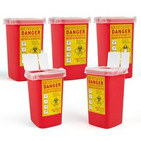 D & H Medical Sharps Disposal Container: 5-Pack Biohazard Needle Container 1-Quart Size| FDA-Approved, Lock Containers for Disposal of Syringes, Blades & Lancets| Top Tattoo Supplies Disposal Kit