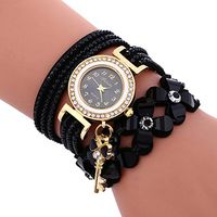 Women Watch Daoroka Fashion Chimes Diamond Leather Bracelet Lady Women’s Wrist Watch Jewelry Gift (Black)