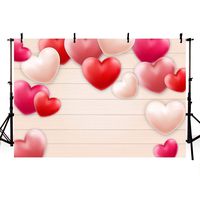 MEHOFOTO Happy Anniversary Wedding Bridal Shower Photography Backgrounds Pink Heart Balloons Girl Birthday Party Baby Shower Decoration Wood Photo Studio Backdrops Banner 7x5ft