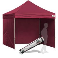 Eurmax 8x8 Feet Ez Pop up Canopy Tent, Pop-up Instant Tent, Outdoor Canopies Commercial Gazebo with Sidewalls Bonus Roller Bag (Burgundy)