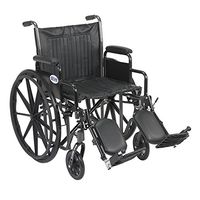 Drive Medical Silver Sport 2 Wheelchair, Detachable Desk Arms, Swing away Footrests, 20" Seat Elevating Leg Rest/Detachable Desk Arms/20
