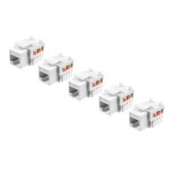 TENINYU 5-Pack RJ45 Keystone Jack Module Connector 568A/568B, Keystone Adapter Compatible Cat 6/5e/5 Connector,White