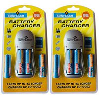 2pk Rechargeable AA & AAA Battery Charger with 4 AA NiMH Rechargeable Batteries