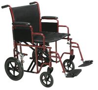 Drive Medical Bariatric Heavy Duty Transport Wheelchair with Swing-Away Footrest, Red, 22 Inch