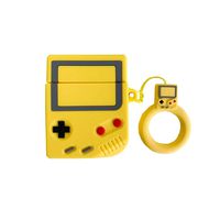 ICI-Rencontrer Creative Game Machine Airpods Case New Style Reational Mapoo Wireless Charging Earphone Protector Case Soft Silicone Shockproof AirPods Accessories Ring Decoration Yellow