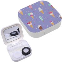 Portable Contact Lens Case Box Travel Kit Mirror + Bottle + Tweezers Container Holder [ Ice Cream Cartoon ]
