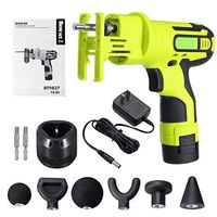 Deep Tissue Massager, Luckyfine Muscle Massager Gun Handheld 6 Massage Heads Rechargeable Deep Tissue Muscle Portable Massage Device Professional Pain Relief (Green Without Lock)