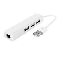 USB 2.0 RJ45 Network LAN Ethernet Adapter 3 Port USB Hub White