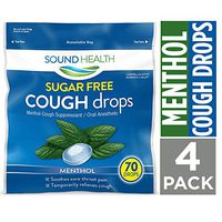 SoundHealth Sugar Free Menthol Cough Drops, Throat Lozenge, Cough Suppressant, 70 Count Bag, 4 Pack