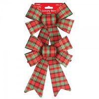 Christmas Green and Red Plaid Christmas Bows by Holiday Essentials - 4 Count 5.5" x 8" Indoor Outdoor Decorations for Christmas Tree