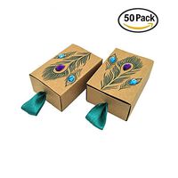 VNFEI Peacock Candy Boxes Wedding Favors Kraft Paper Gift Boxes Decoration  (100)