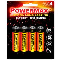 Powermax Extra Long Lasting Heavy Duty AA Batteries, 4 Pack (p/n 98112)