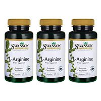 Swanson Amino Acid L-Arginine 500 Milligrams 100 Capsules (3 Pack)
