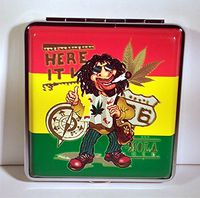 Cigarette Case King's Jamaican Rasta Man Design Double Sided Leather