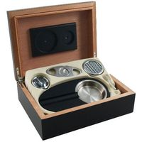 Black 6 Piece Cigar Humidor Gift Set 15 Count