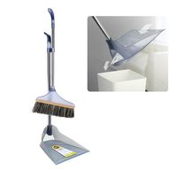 Hmlai Upright Sweep Set, New Material Home Casual Environmental Recycle Dustpan Set for Lobby Kitchen Garden Garage Office (Gray)