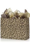 100 Large Leopard Brown Print Paper Shopping Bags gift bag wrap wrapping paper 16" X 6" X 12"