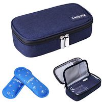 JAKAGO Insulin Cooler Case Travel Diabetic Organizer Medical Cooler Bag with 2 Ice Pack for Insulin Pens, Glucose Meter, Diabetic Testing Kit (Blue)