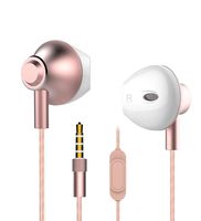 Earphones Headphones, Powerful Bass Earbuds with Mic, 14mm Large Drivers, Ergonomic Design for Samsung and Mp3 Players (Rose Gold with Case)